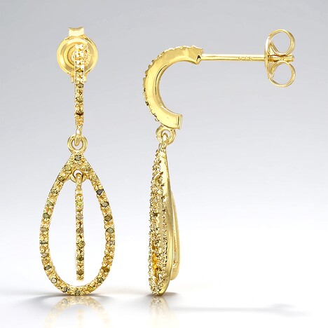 Orecchini placcati in oro con Diamante Fancy
