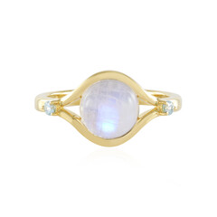 Bague en argent et Pierre de Lune arc-en-ciel (KM by Juwelo)