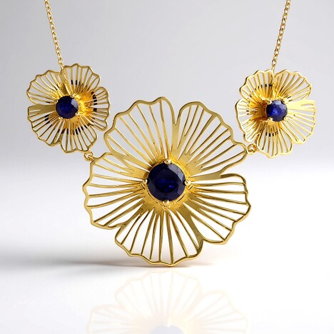 Collana in argento con Zaffiro Blu del Madagascar (Ornaments by de Melo)