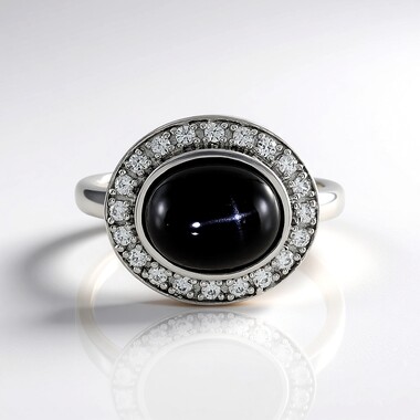 Bague en argent et Diopside étoilé d'Inde