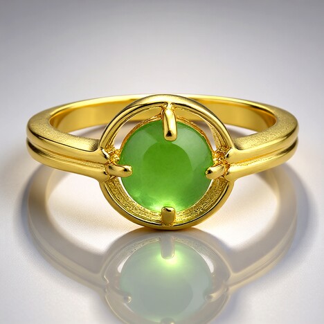 Anello placcato in oro con Crisoprasio Imperiale