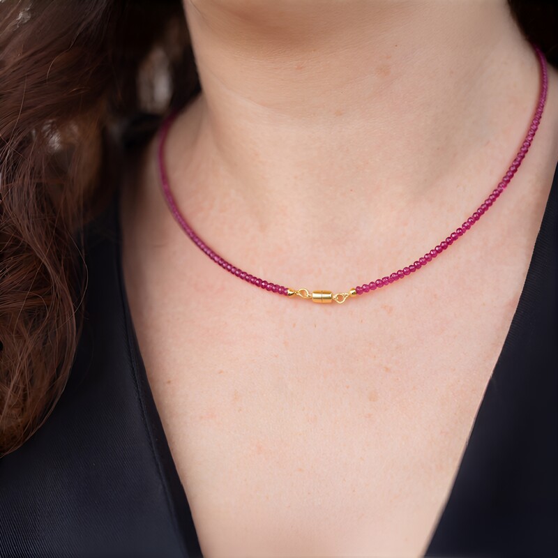 9K Pink Tourmaline Gold Necklace