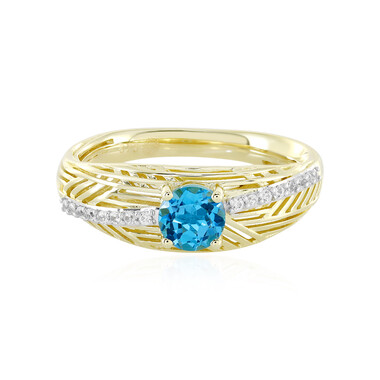 Anillo en oro con Topacio azul suizo (Ornaments by de Melo)