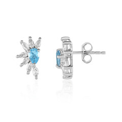 Pendientes en plata con Topacio azul suizo