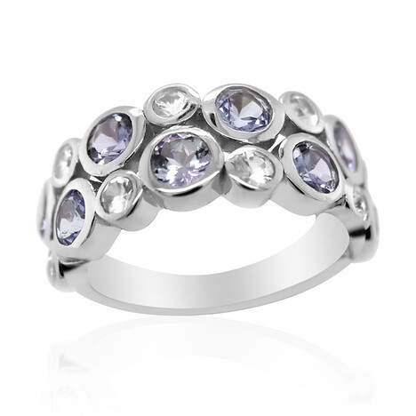 Zilveren ring met Onverhitte Tanzanieten