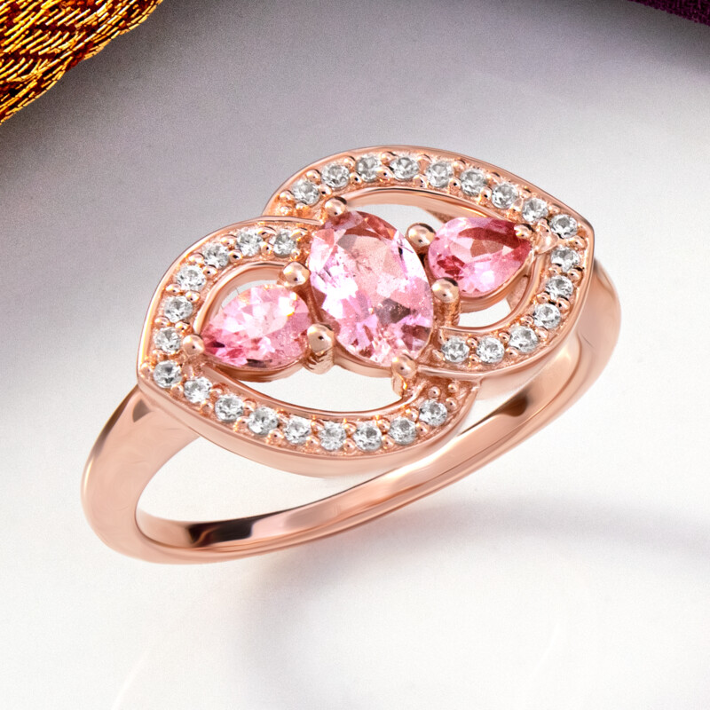 Bague en argent et Tourmaline rose du Nigéria