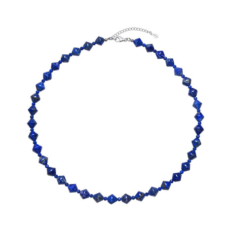 Zilveren halsketting met lapis lazulistenen