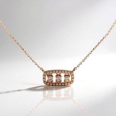 Gouden halsketting met SI1 Argyle Rose De France Diamanten (Annette)