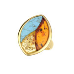 Zilveren ring met een cognac Baltische barnsteen (dagen)