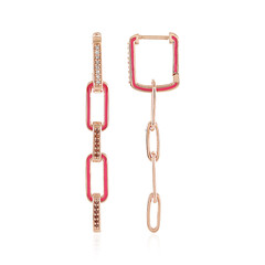 Roter I4 Diamant-Silberohrringe