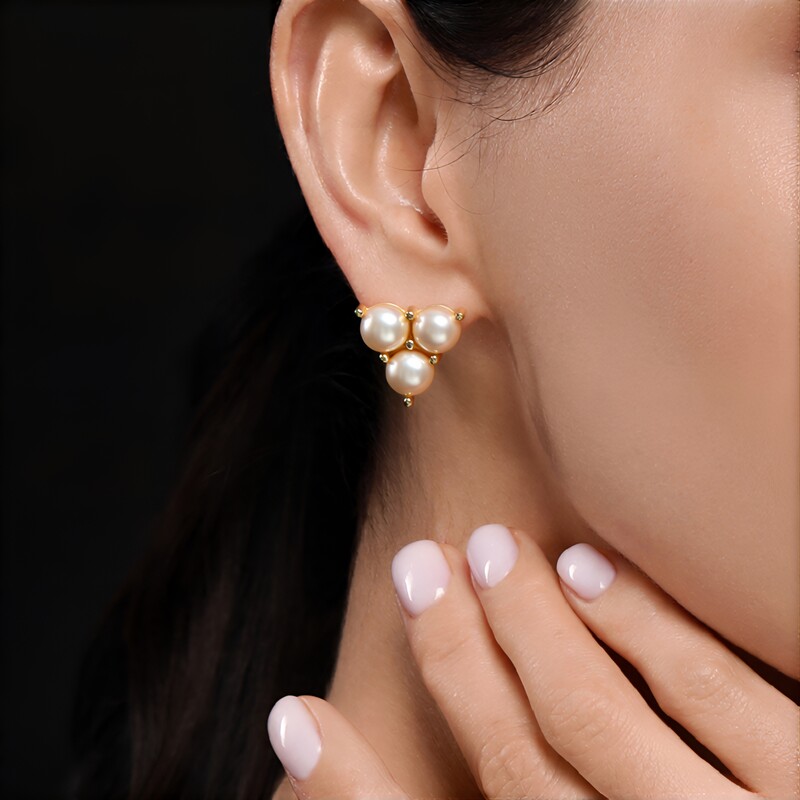 Pendientes en plata con Perla durazno Freshwater (TPC)