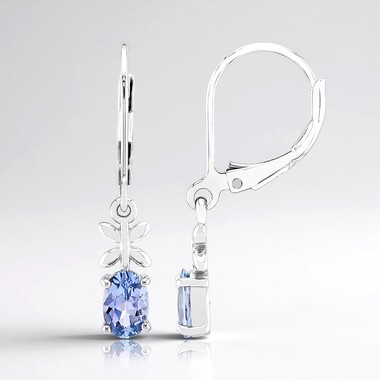 Unheated Lilac Tanzanite Silver Earrings