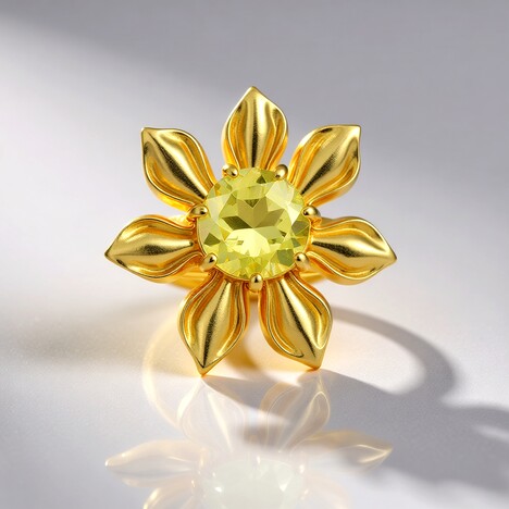 Anello in argento con Quarzo Limone (SAELOCANA)