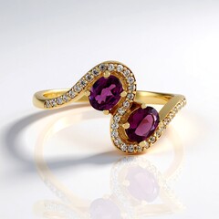 Zilveren ring met magenta granaten