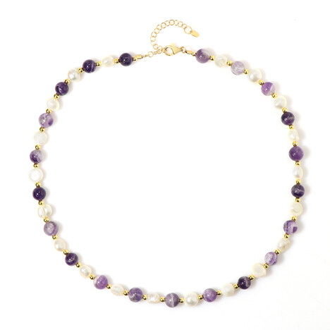 Zilveren halsketting met Chevron Amethisten (Riya)