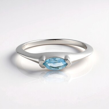 Brasilianischer Aquamarin-Silberring