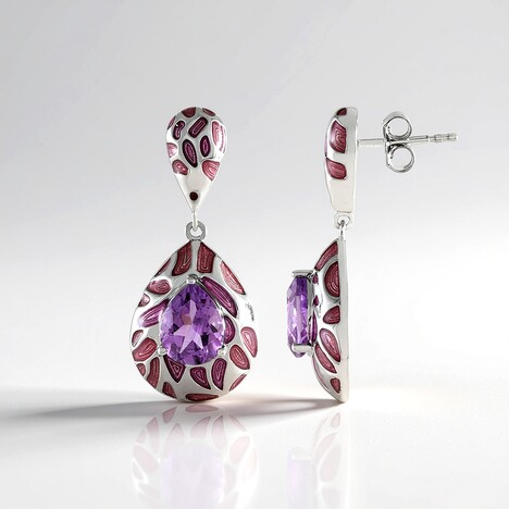 Orecchini in argento con Ametista (Adela Silber)