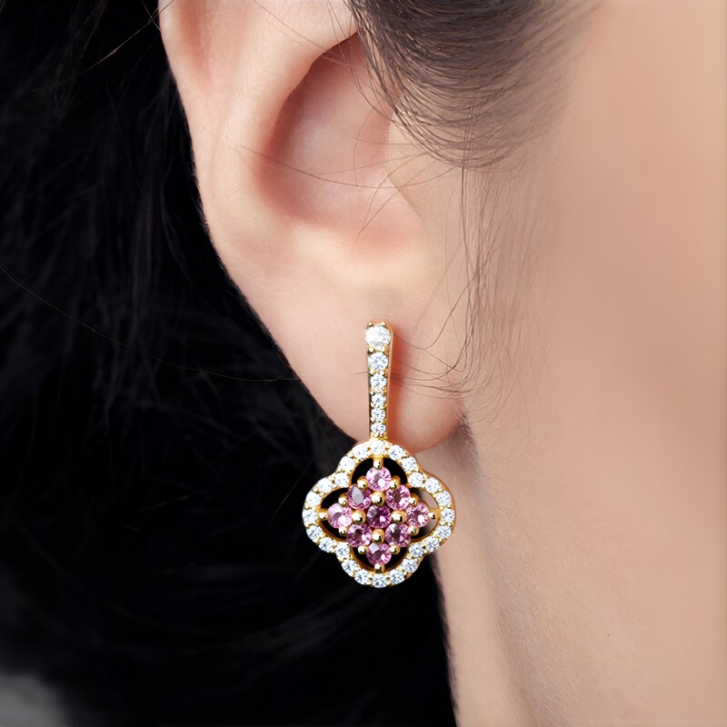 Malaya-Granat-Silberohrringe (Adela Silber)