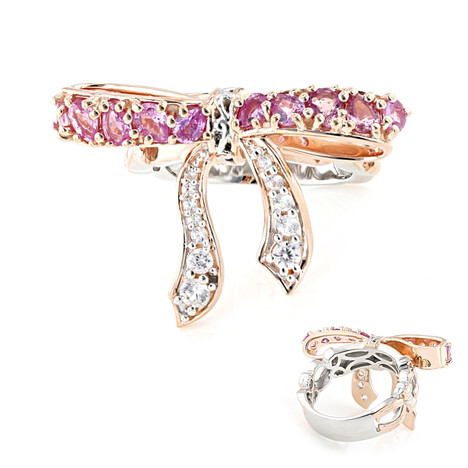 Zilveren ring met roze saffieren (Gems en Vogue)