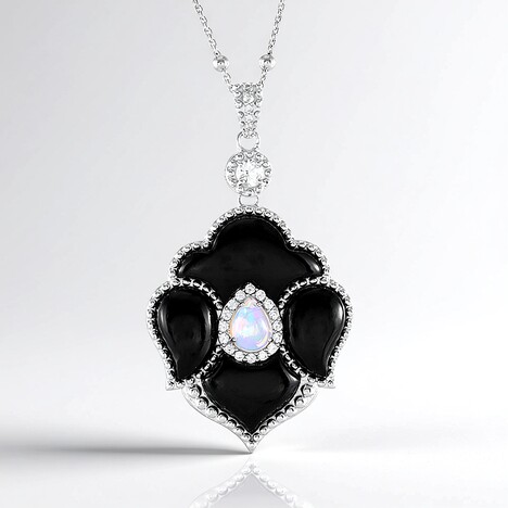 Collana in argento con Agata Nera (Dallas Prince Designs)