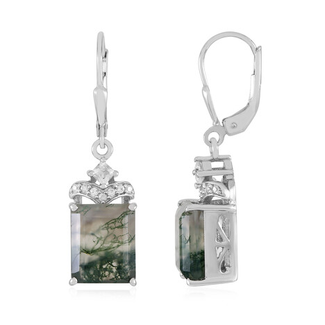 Pendientes en plata con Ágata de musgo