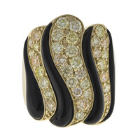 Gouden ring met zwarte onyxen (CIRARI)