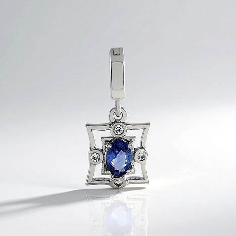 Ciondolo in argento con Zaffiro Ceylon Blu (non riscaldato)