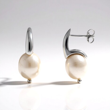 Orecchini in argento con Perla d'Acqua Dolce Bianca (Joias do Paraíso)