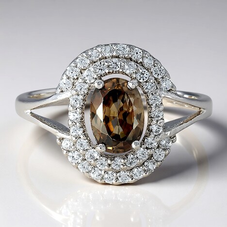 Anello in argento con Zircone Cannella