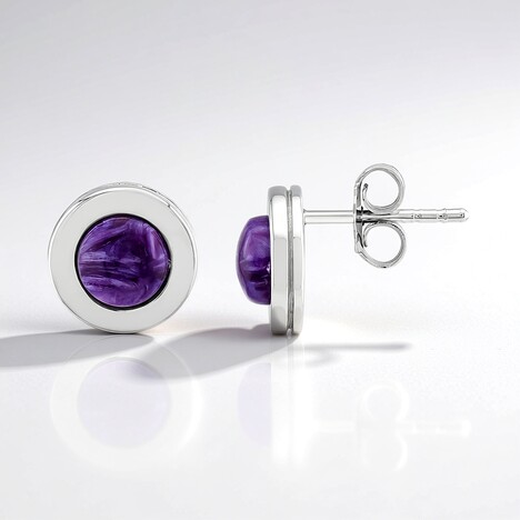 Boucles d'oreilles en argent et Charoïte