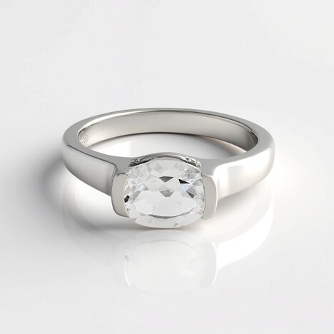 Bague en argent et Topaze blanche