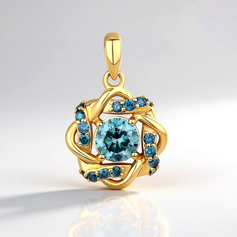 Pendentif en or et Diamant bleu ciel I2 (SUHANA)