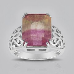 Bague en argent et Fluorite multicolore (Pallanova)