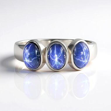 Anillo en plata con Zafiro estrella azul