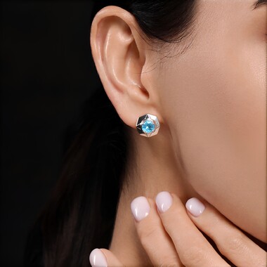 Boucles d'oreilles en argent et Apatite bleue (Pallanova)
