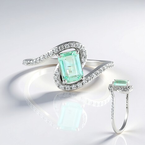 Anello in argento con Smeraldo Color Paraiba