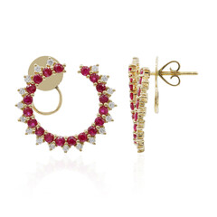 Gouden oorbellen met Birmese Robijnen (Nara Jewelry)