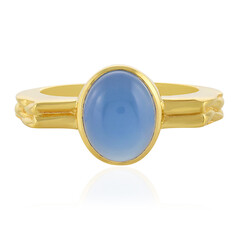 Blauer Chalzedon-Silberring