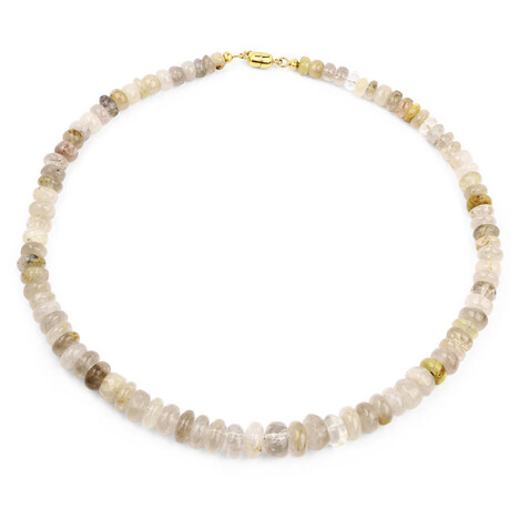 Zilveren halsketting met rutielkwartskristallen