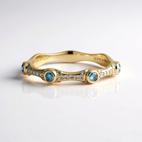 Anello in oro con Diamante Blu I2 (SUHANA)