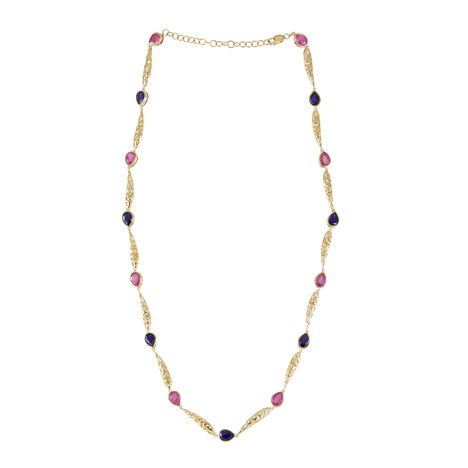 Zilveren halsketting met Madagaskar Roze Saffieren (Ornaments by de Melo)