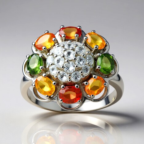 Anello in argento con Zaffiro Fancy