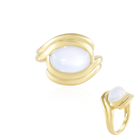 Anello in argento con Pietra di Luna Bianca (KM by Juwelo)