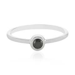 Black Diamond Silver Ring