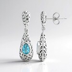 Boucles d'oreilles en argent et Apatite bleue (MONOSONO COLLECTION)