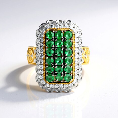 Anello in argento con Smeraldo Zambia (Gems en Vogue)