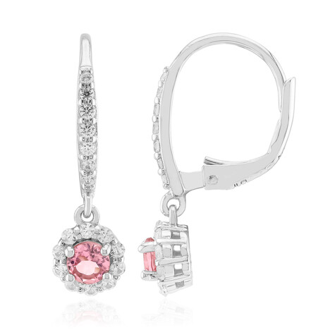 Nigerianischer Pinkfarbener Turmalin-Silberohrringe