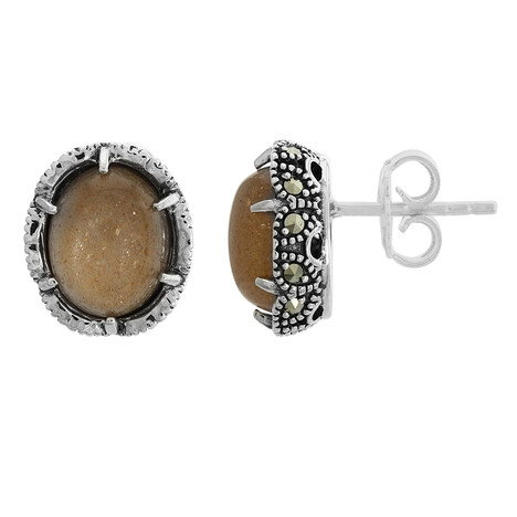 Pfirsich-Mondstein-Silberohrringe