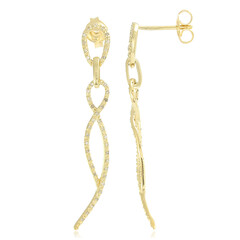 Orecchini placcati in oro con Diamante Cioccolato