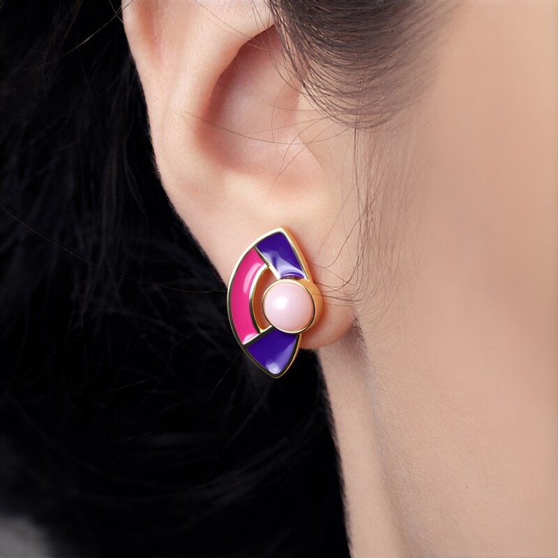 Pendientes en plata con Ópalo rosa